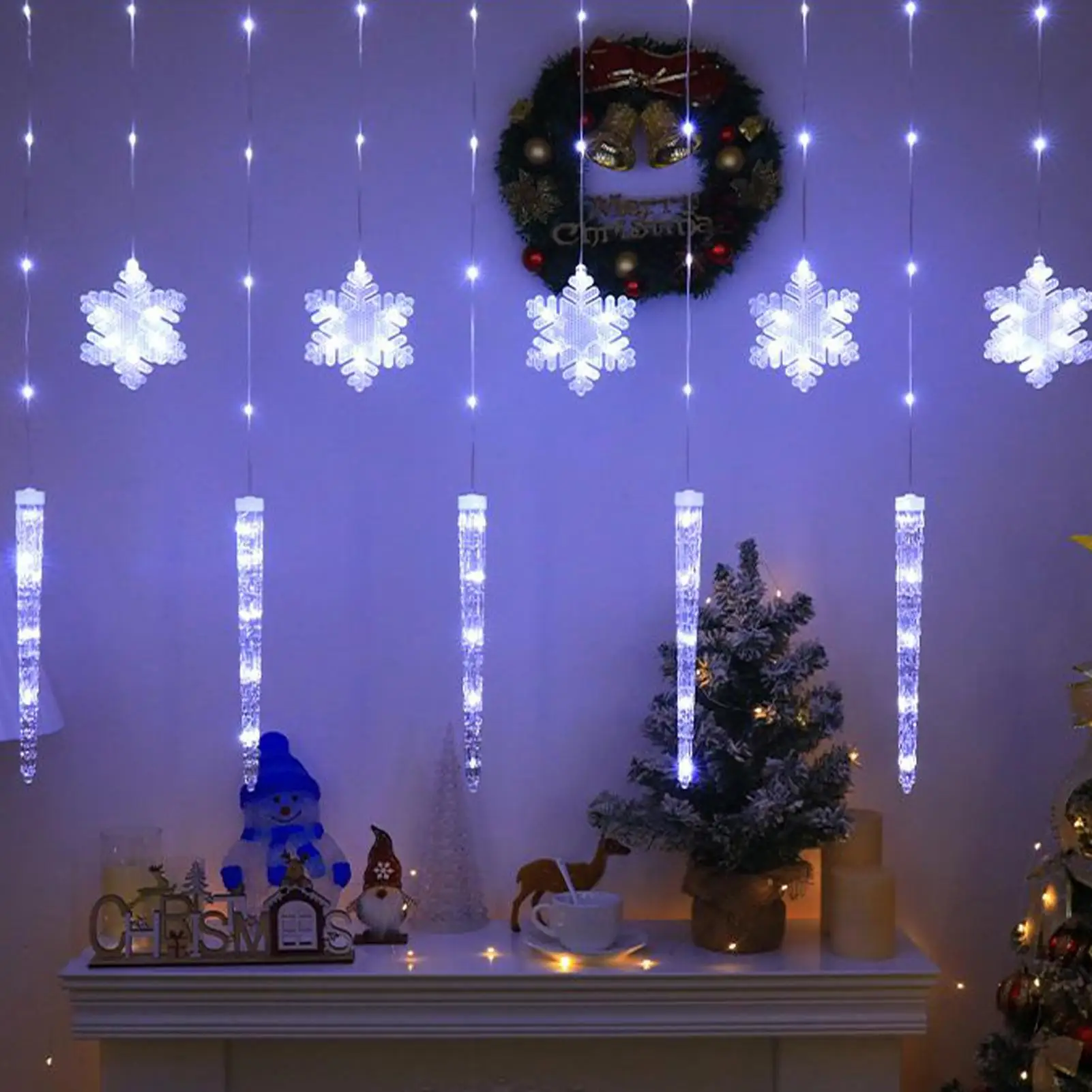 Snowflake Lights Outdoor Ice Pick Lamp Flashing With Remote LED Snowflake Lights Outdoor For Yard Balcony Porch House Indoor