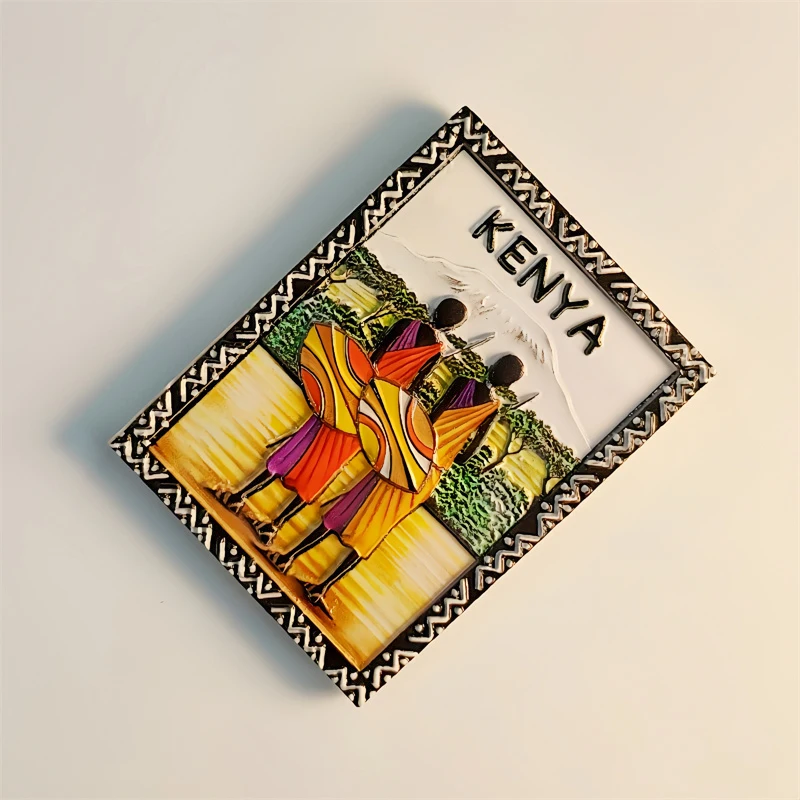 Africa，Kenya，Kilimanjaro，Traditional clothing，3D Stereoscopic，Tourism souvenirs，Resin painting，Refrigerator magnets