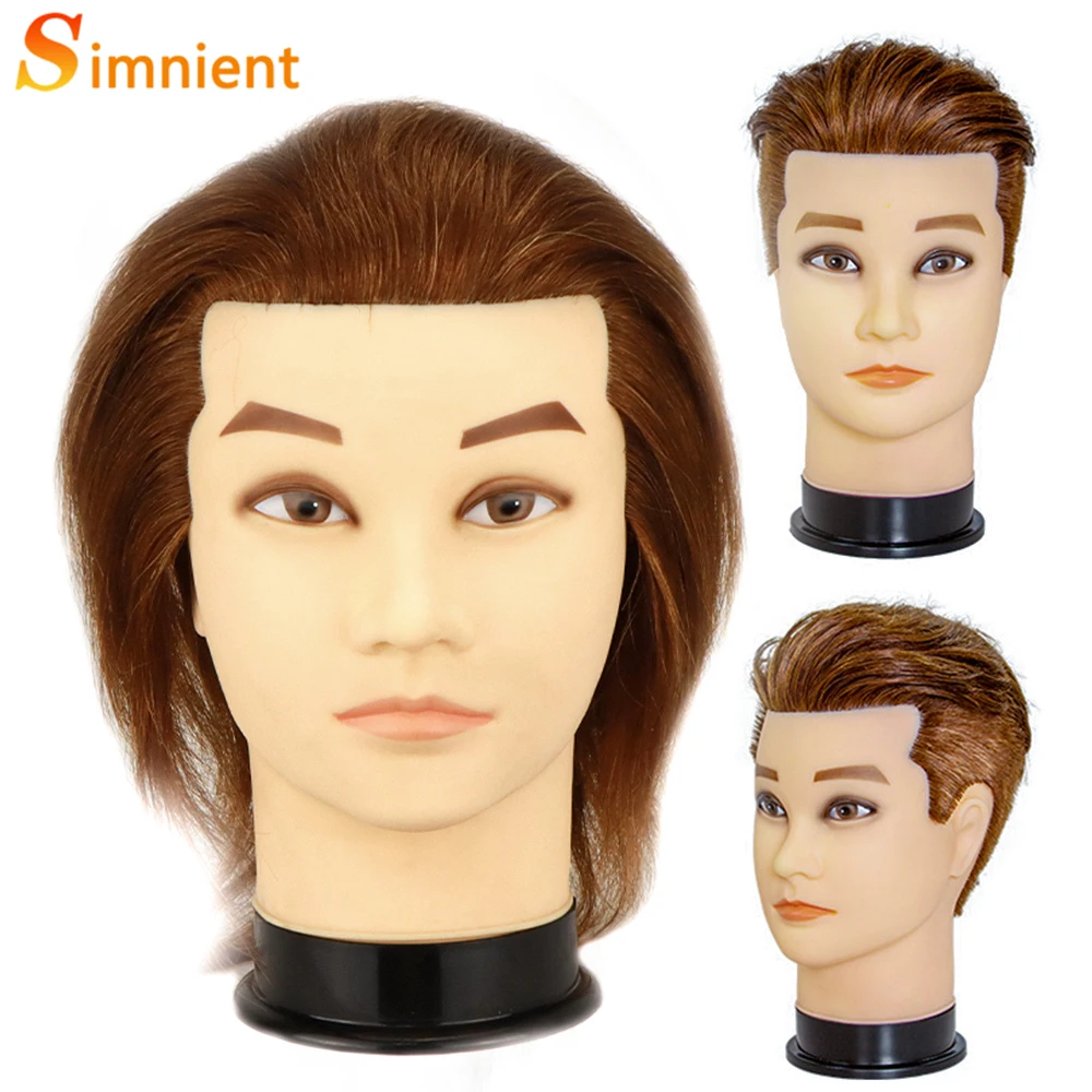 Cabeça de manequim masculino com 100% Remy cabelo humano, preto para a prática, cabeleireiro, cosmetologia treinamento boneca, cabeça para cabelo styling