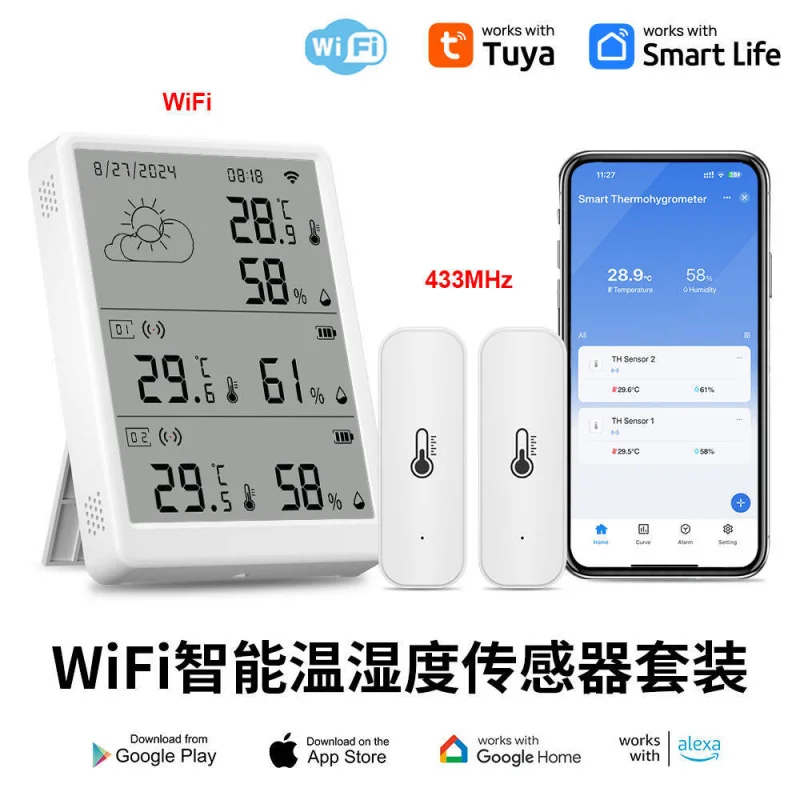 Wifi Temperature and Humidity Mother-Child WiFi Temperature and Humidity Meter Indoor Temperature Humidity Remote Monitoring