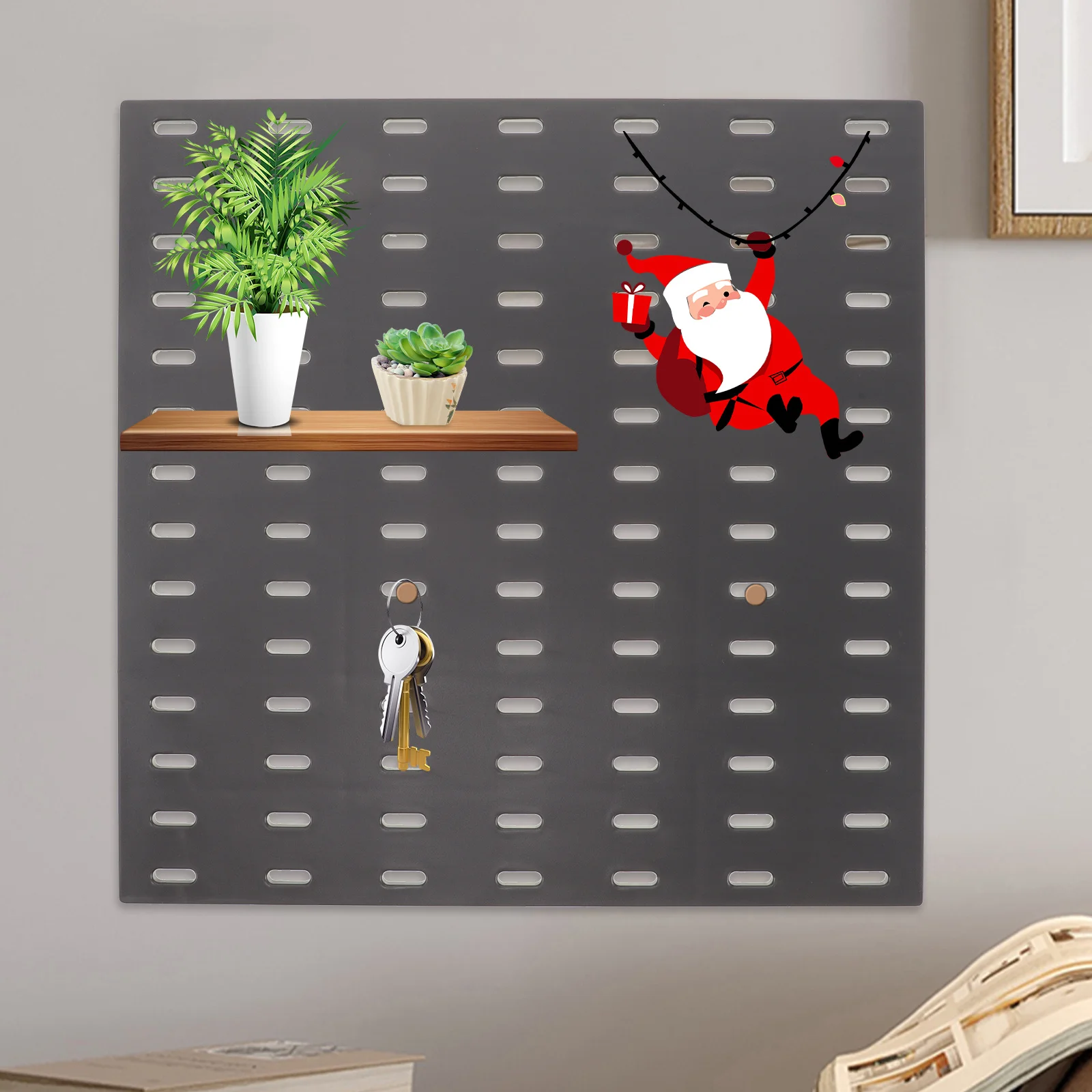 Panel Organizer Pegboard 28X28Cm, Papan Perkakas Plastik Untuk Garasi, Dapur, Kantor, Solusi Penyimpanan Dinding Pegboard, Panel Dinding Pegboard Besar