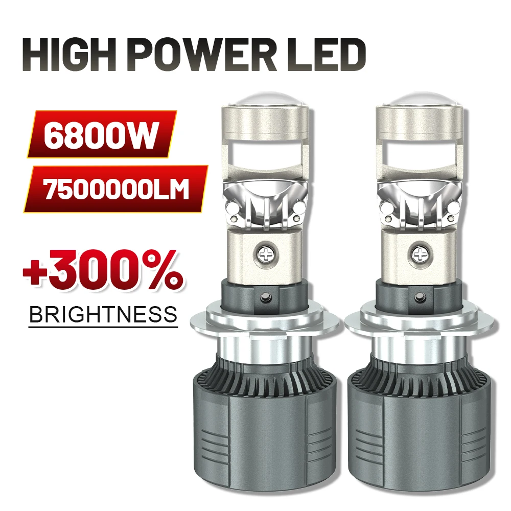 

6800W 7500000LM H7 H4 LED Canbus Car Mini Lens H11 H8 9005 9006 HB3 HB4 Projector Bulb 6000K 12V Auto Motorcycle Headlights