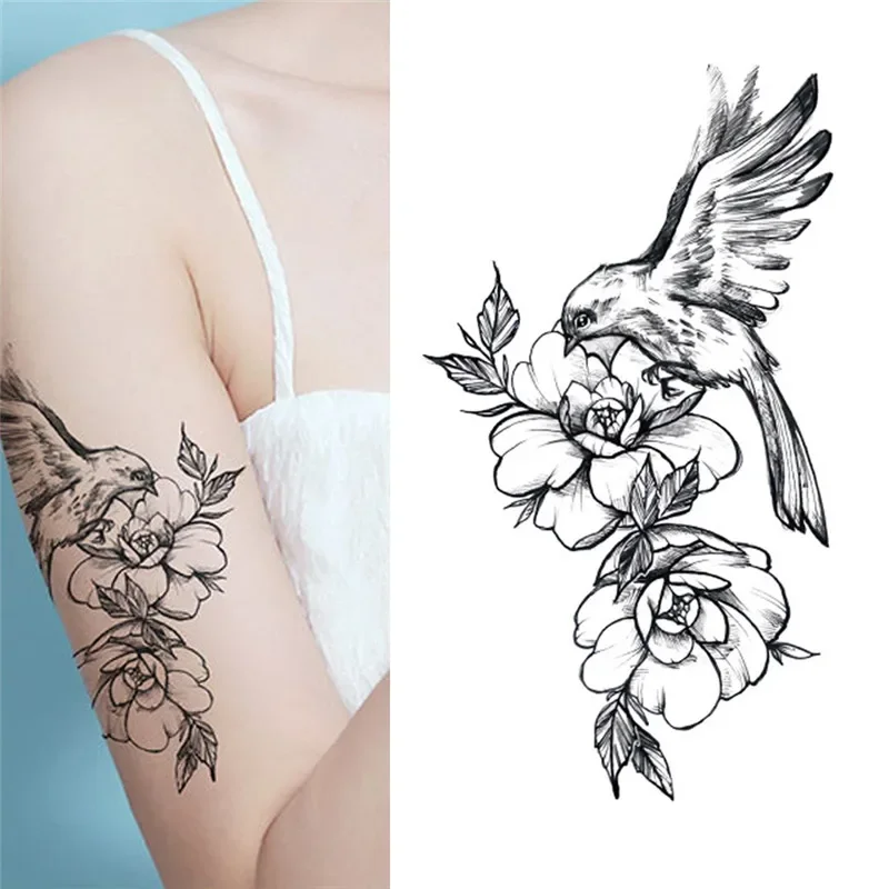 حار أسود المؤقتة الوشم هيئة الفن الوشم ثلاثية الأبعاد مقاوم للماء الوشم المؤقت ملصق الفن الرجال الذراع الساق وهمية الوشم ورقة