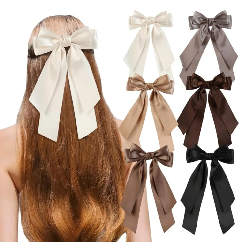 High quality stylish double soft silky ribbon butterfly clip Hair clip High ponytail back side hair clip