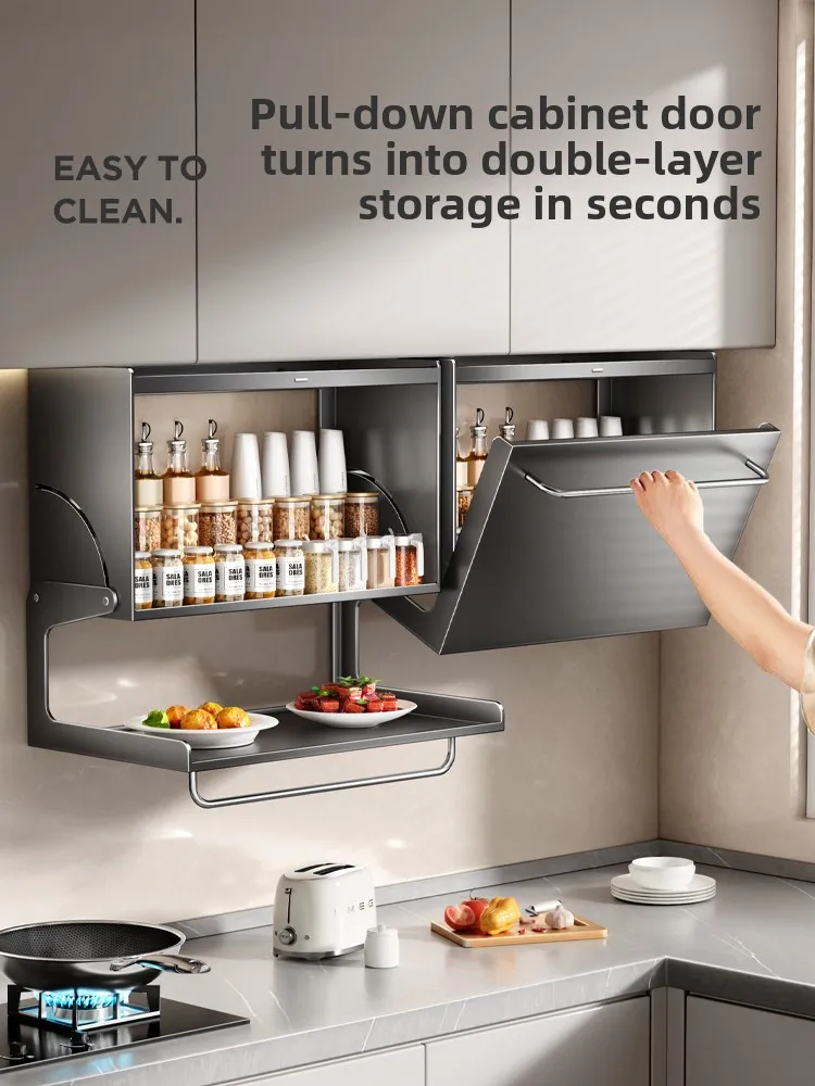 

YFY kitchen seasoning rack wall-mounted hanging cabinet bottom seasoning box wall preparation storage cabinet storage shelf