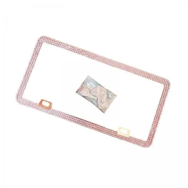 Universal Stainless Steel Car License Plate Holder Pink Frame 2 Pack Durable Number Plate Cover for US Plates