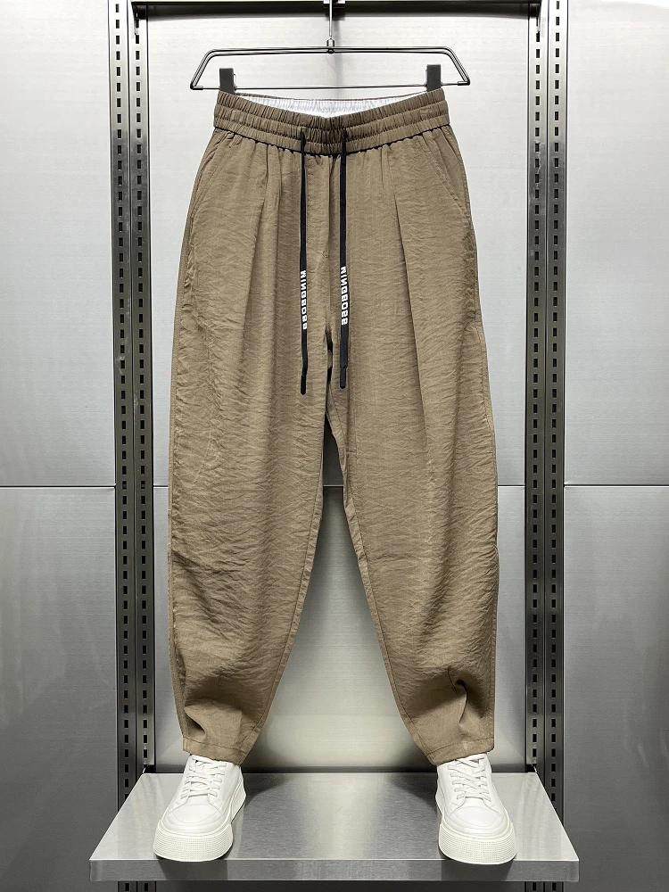 

Ultra-Thin Cotton Linen Drapey Casual Pants Men's Trendy Spring Autumn Pleated Harem Carrot Pants Breathable Summer New Arrival
