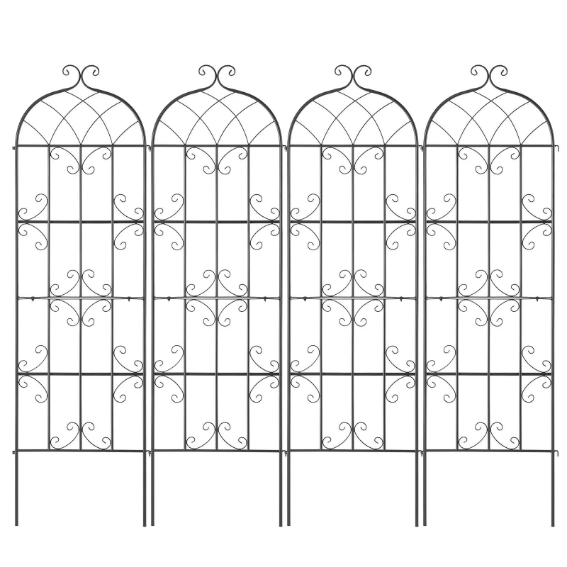4-Piece Rust-Proof Metal Garden Flower Stand 71 X 20 Outdoor Climbing Rose Stand, Fence, Flower Stand and Door