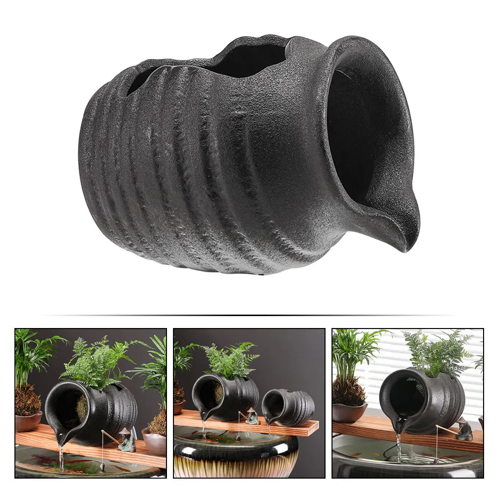 

Ceramic Fountain Decoration Clay Pot Water Fountains Jar Flow Fall Small Vase Waterfall Ceramics Outdoor