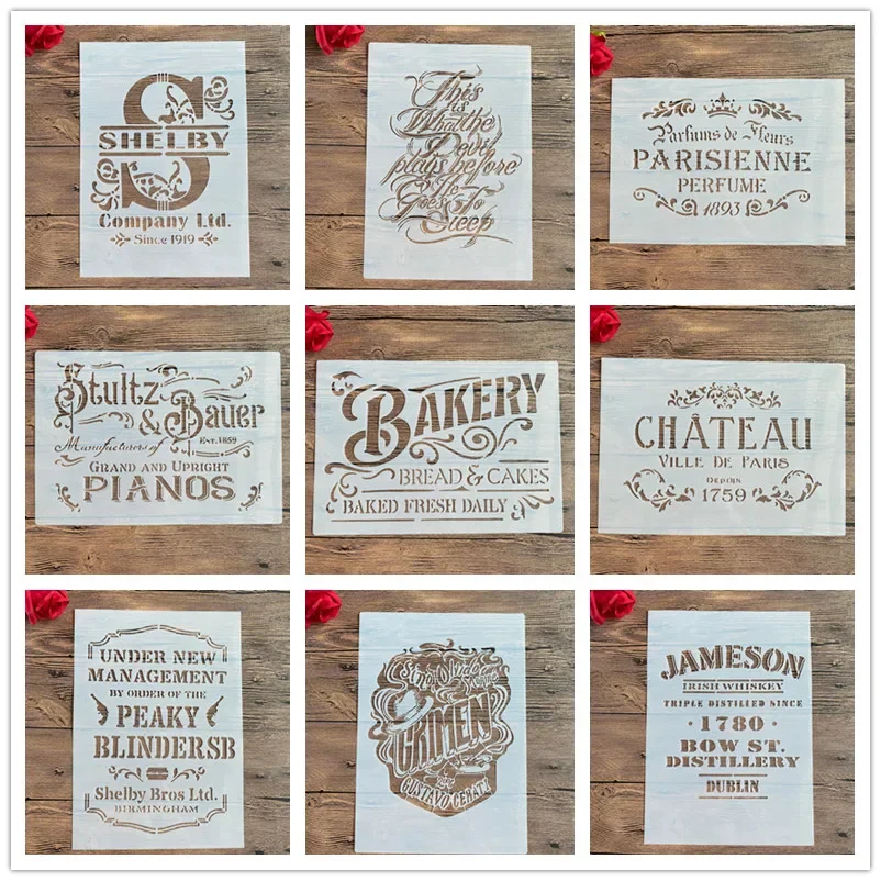 

A4 29 * 21cm letter DIY Stencils Wall Painting Scrapbook Coloring Embossing Album Decorative Paper Card Template cake stencil