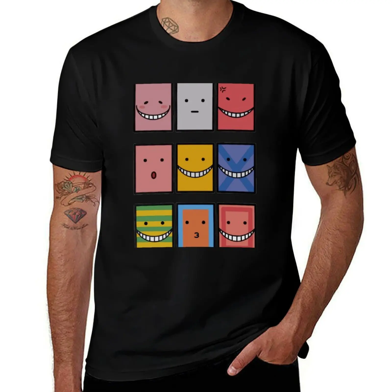 

Assassination Classroom ! Koro Sensei all faces T-Shirt summer 2025 topping Men's cotton t-shirt