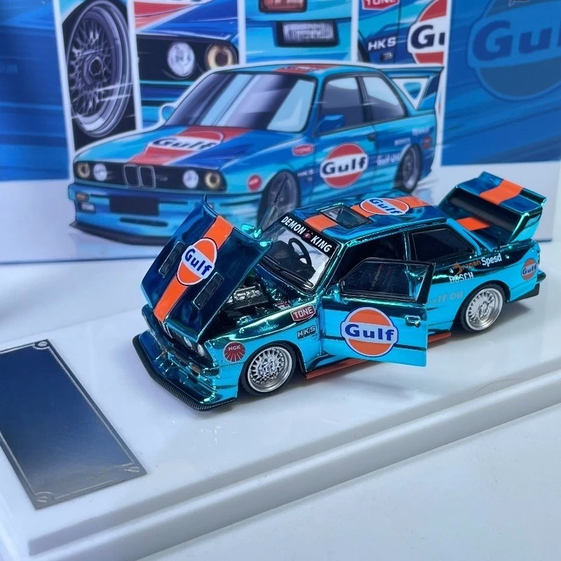 for Car Demon King BMW E30 Modified Edition Double Door Open 1:64 Alloy Car Model Simulation Collectible Ornament