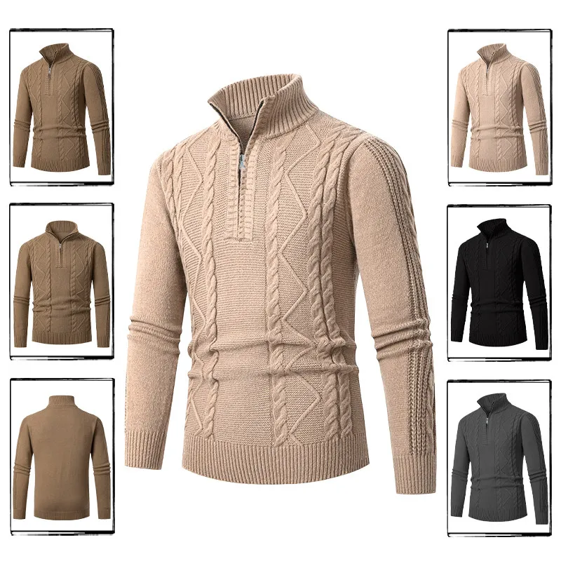 

Модный повседневный вязаный свитер для мужчин, облегающий модный универсальный базовый слой, осень-зима, Новое поступление, молодежный Sle