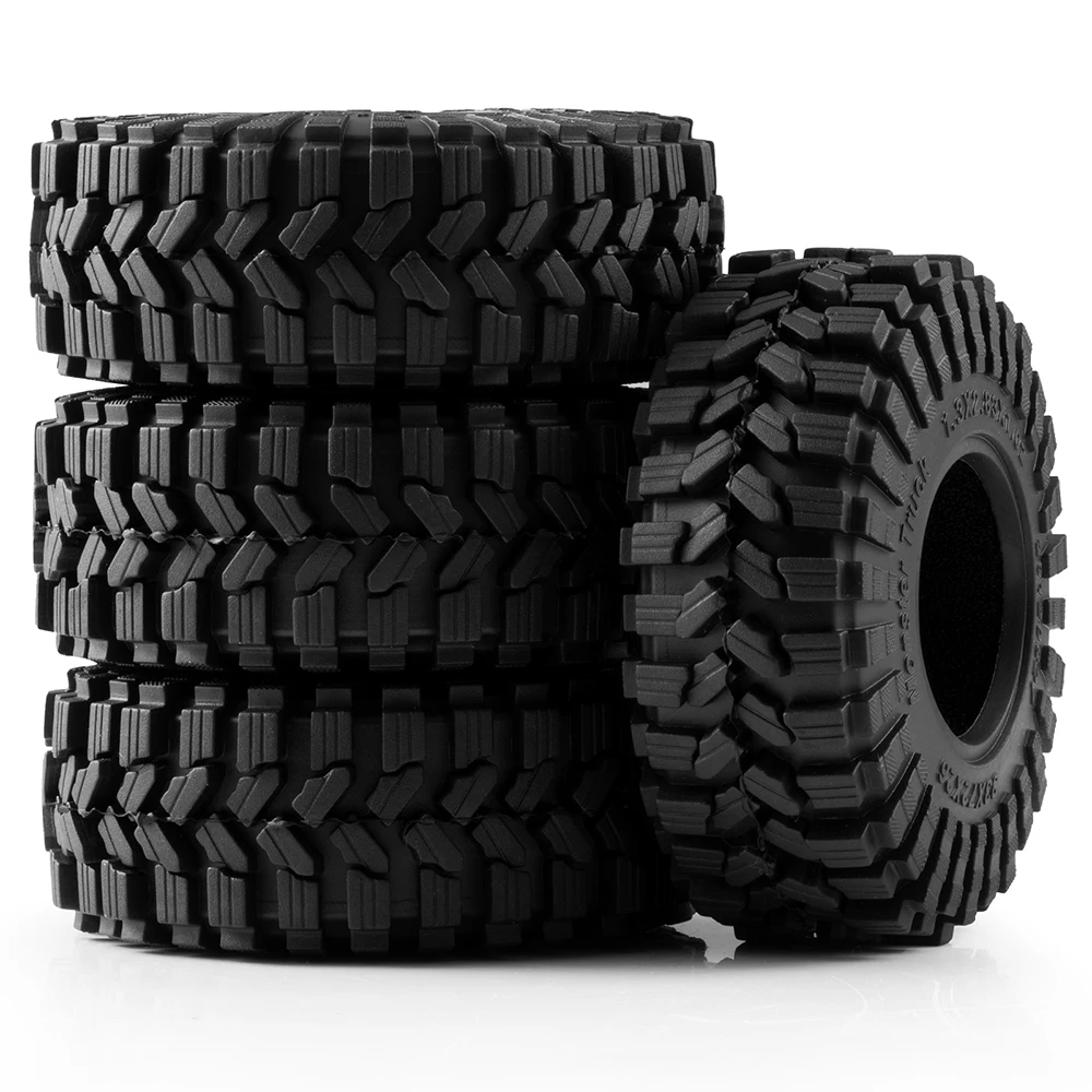 YEAHRUN 4Pcs 1.3" Rubber Tyres, 1.1Inch Mud Terrain Wheel Tires for 1/18 1/24 Micro Crawler TRX4M Axial SCX24 FMS FCX24 Parts