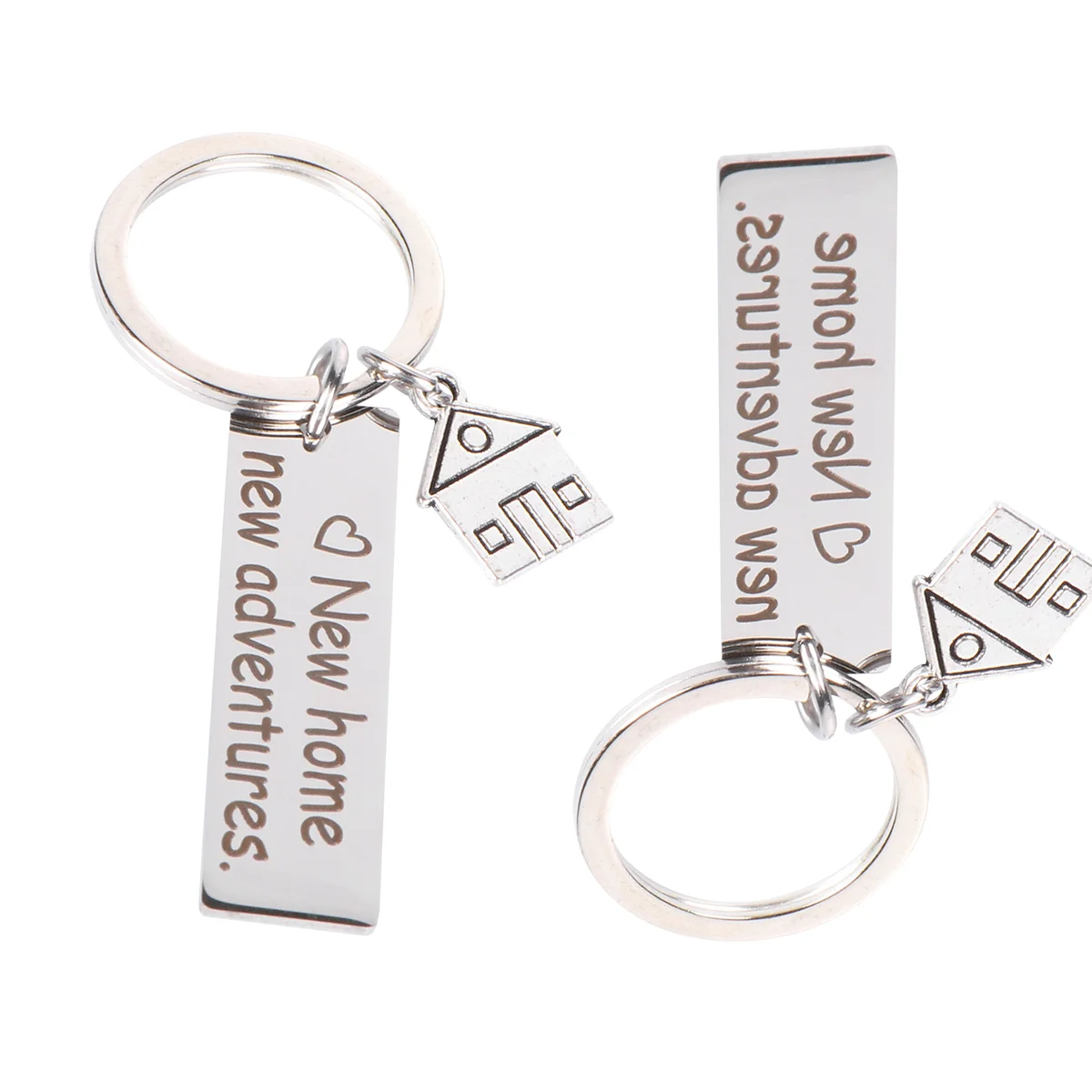 2 Pcs Key Holder Stainless Steel Keychain Housewarming Gift Ring Bag Hanging Ornament Lovers