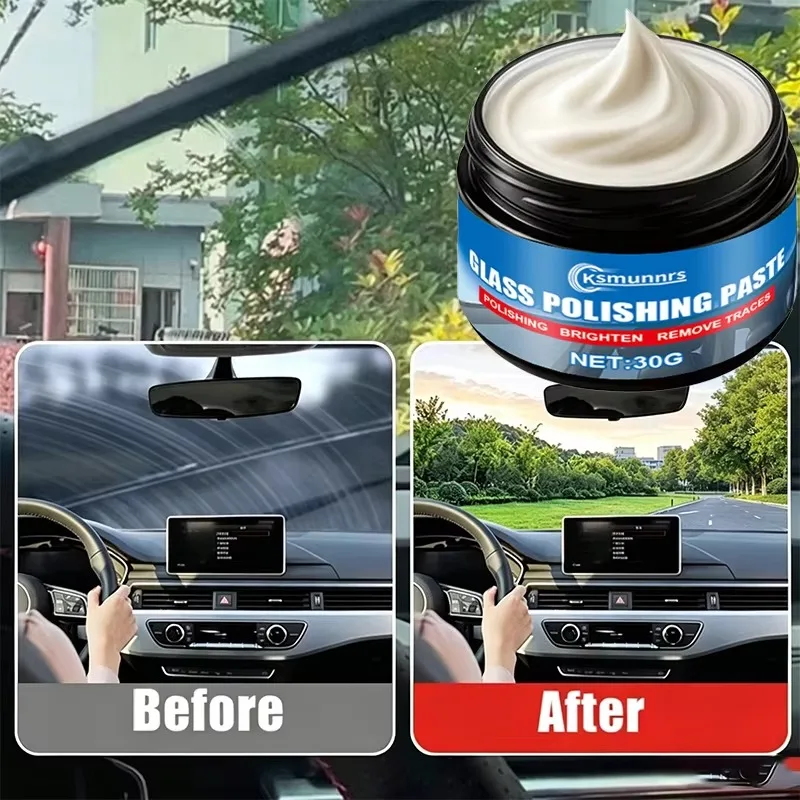Car Glass Polishing Paste, Remove Oxidation Reduce Wiper Noise, Improve Visibility & Long Protection
