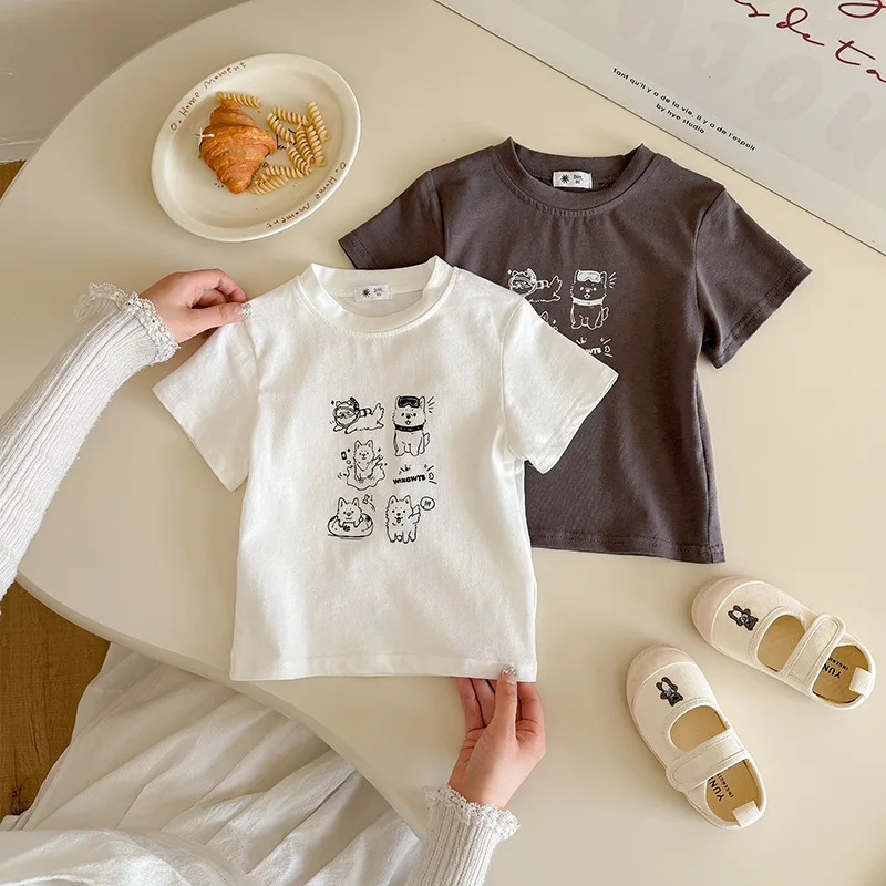 Kids T-shirt Summer Short Sleeved Tops For Boys Girls Cartoon Children Tees Toddler Outfits Baby Clothing