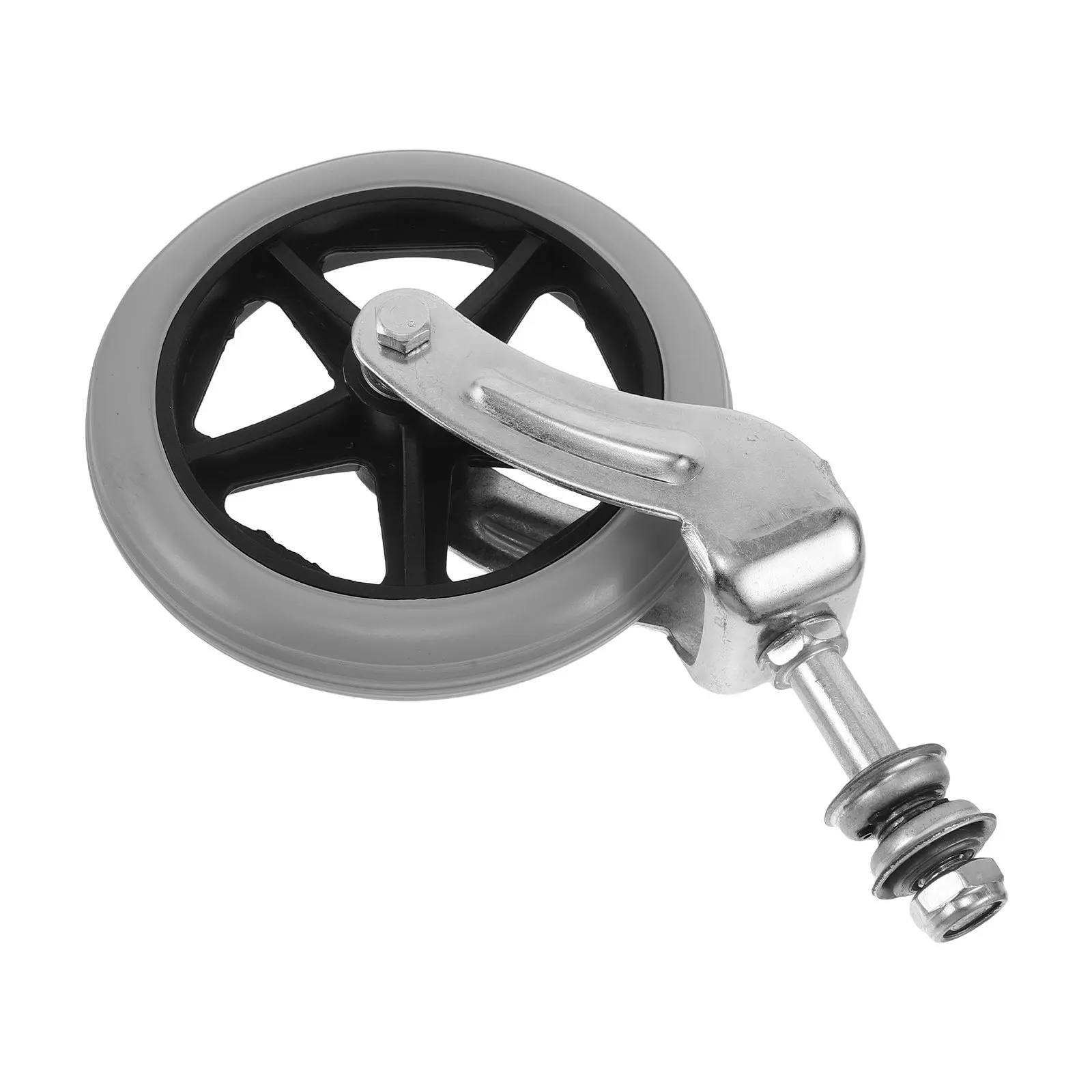 Wheelchair Front Caster Wheel Assembly 6 Inch Rubber Mobility Wheels Replacement Elderly Walker Front Fork Bearing Quiet Smooth