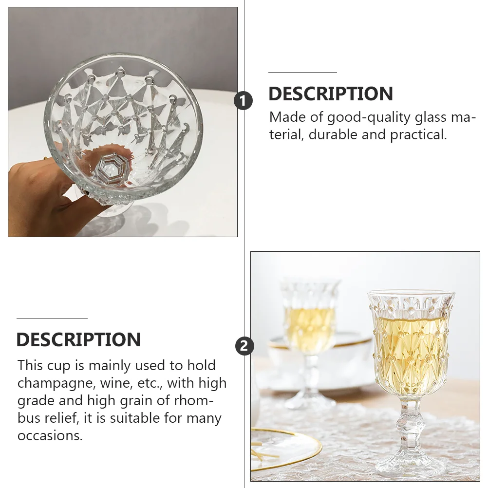 

Прозрачный бокал для красного вина, чашка для стебля, высококачественный ромбовидный рельеф, подходит для всех напитков, горячие и холодные напитки, бокал для вина