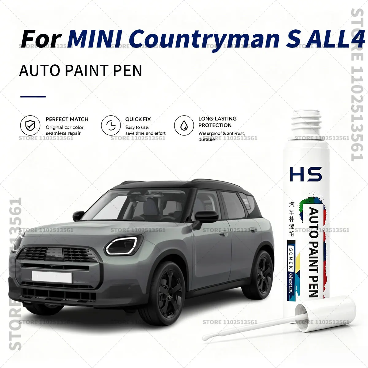 For MINI Countryman S ALL4 Touch Up Paint Pen – Restore Car Paint & Remove Scratches Smokey Green Chili Red Midnight Black