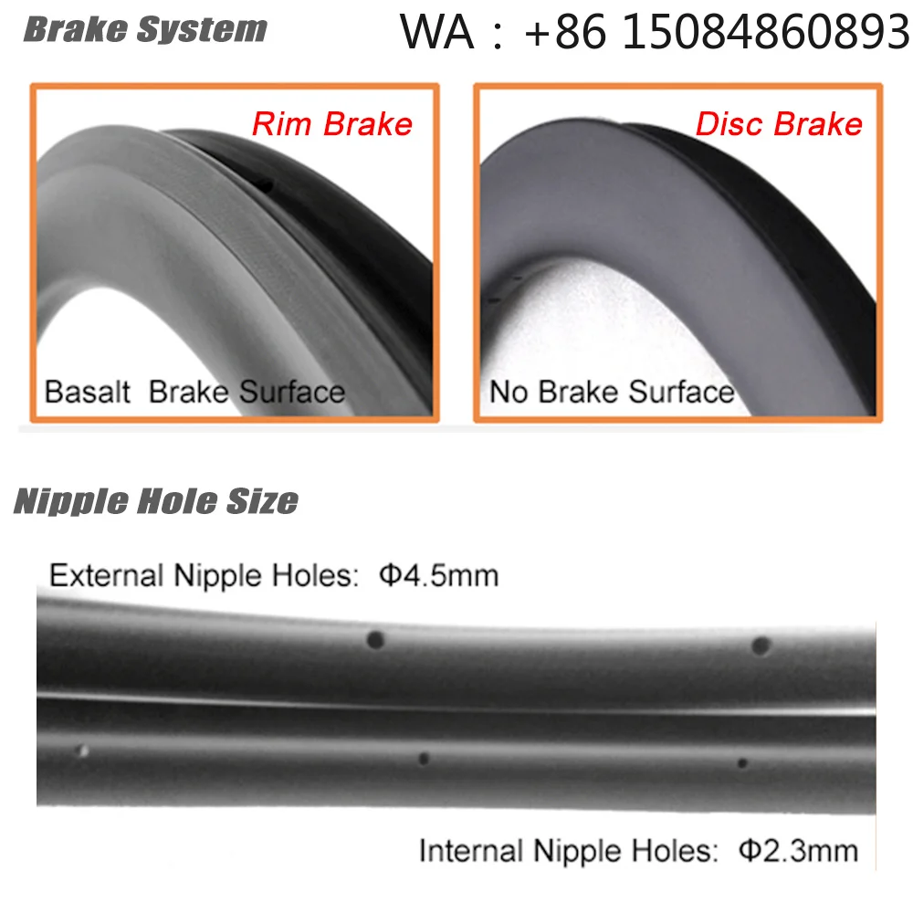 

700c Multi-Size Carbon Fiber Rim, 30-88mm depth clincher tubular tubeless carbon wheel, universal disc brake road bike wheel acc
