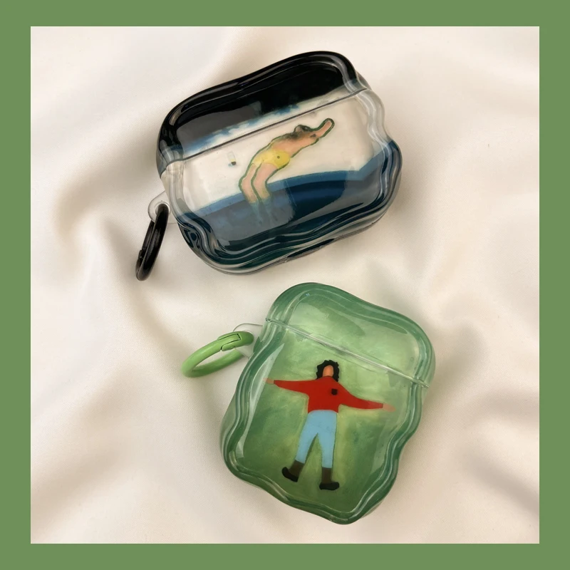 

Креативный чехол для наушников с плоской картиной маслом для Airpod 1/2/3/4 поколения, беспроводные Bluetooth-наушники, мягкий чехол