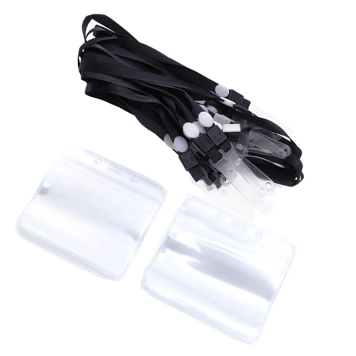 

20Pcs Hanging Strap Card Holder Clear PVC Waterproof Id Badge Holder Flexible Transparent PVC Employee Card Case for Conference