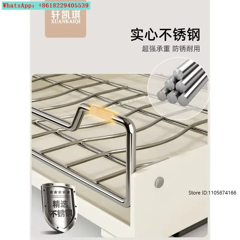 Stainless Steel Dish Storage Rack Pull-out Drain Bowl Rack Plate Shelf Drawer Pull Basket in Cabinet