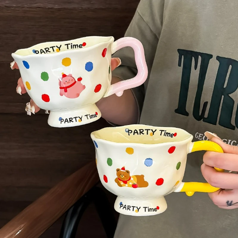 

Cartoon Ceramic Mugs Coffee Cups Milk Tea Cup for Kids Korean Style Home Dorm Office Oatmeal Breakfast Mug Drinkware Cup New
