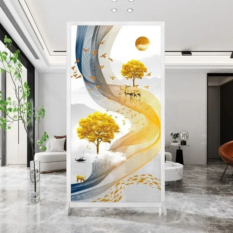Modern European Room Divider Screen Portable Entryway Partition for Living Room Bedroom Aisle with Seating Function Simple