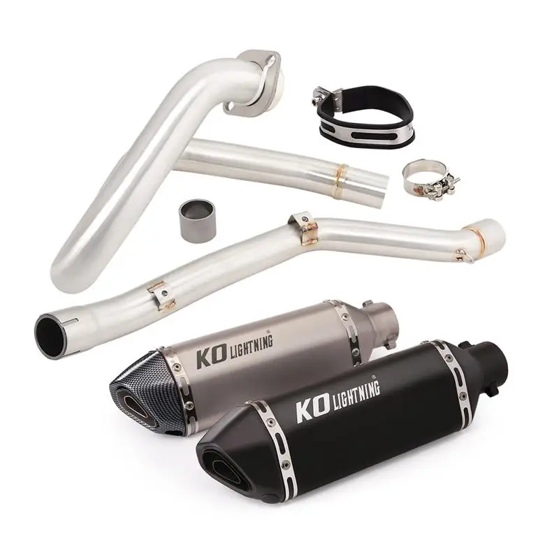 For Suzuki DRZ400 S \ SM \ E 2000-2022 Motorcycle Exhaust System Front Mid Link Pipe Muffler Escape Connect Tube Stainless Steel