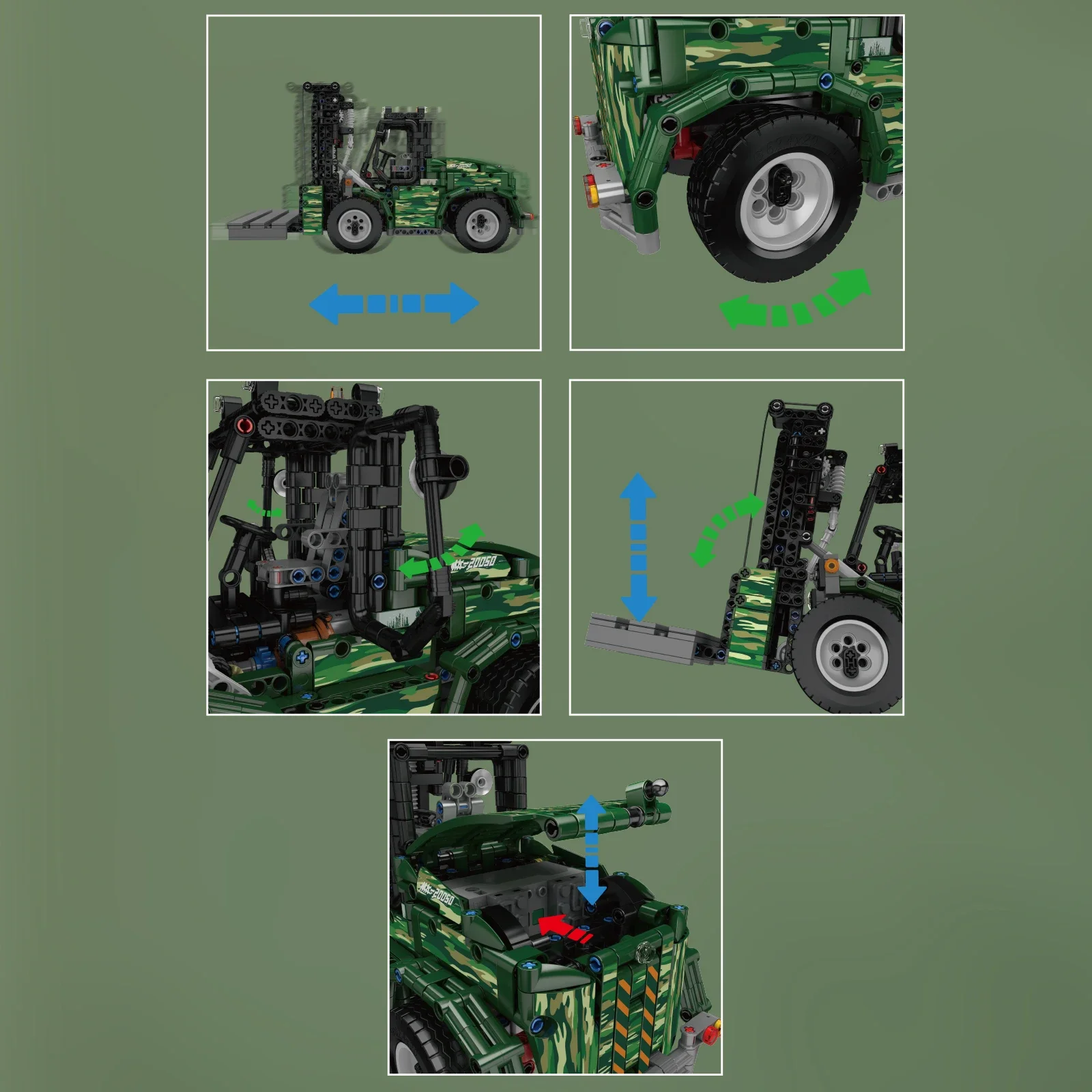 قالب King 20050 رافعة شوكية عسكرية اللبنات المركبات الهندسية نموذج APP التحكم عن بعد التجمع لعبة هدايا عيد الميلاد #5