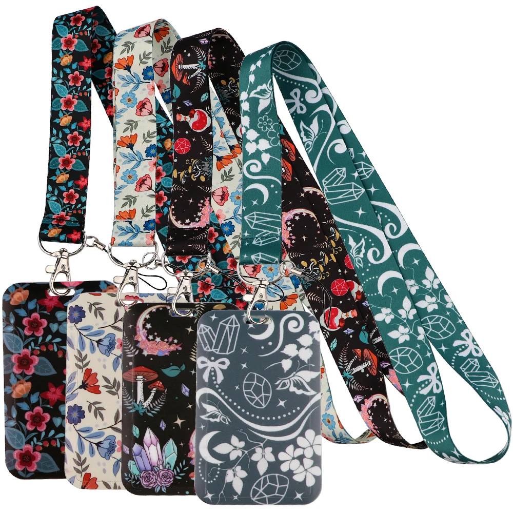 Fantasy Flower Series Neck Strap Lanyards Keychain Badge Holder ID Card Pass Hang Rope Lariat Lanyard for Key Rings Accessories