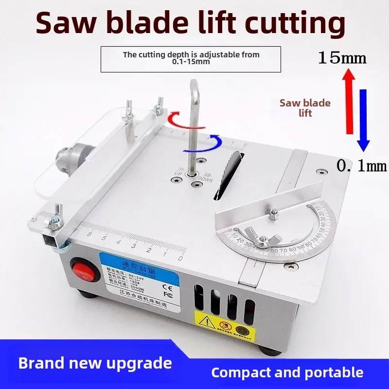 Compact Mini Table Saw Woodworking Electric Saw Precision Model Cutting Machine with Lifting Function for Saw Machinery