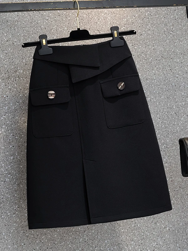 

High Waist A-Line Suit Skirt Fashionable Design Sensation Market Slimming Wrap around Skirt Korean Style Commute Wear