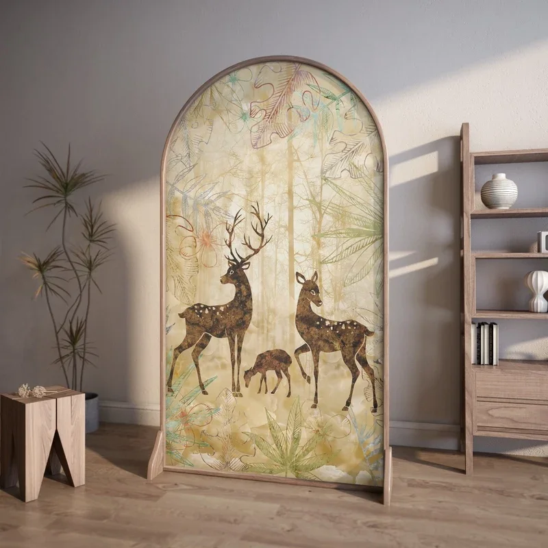 Customized Nordic screen partition living room simple modern bedroom shelter household solid wood mobile American elk entrance.