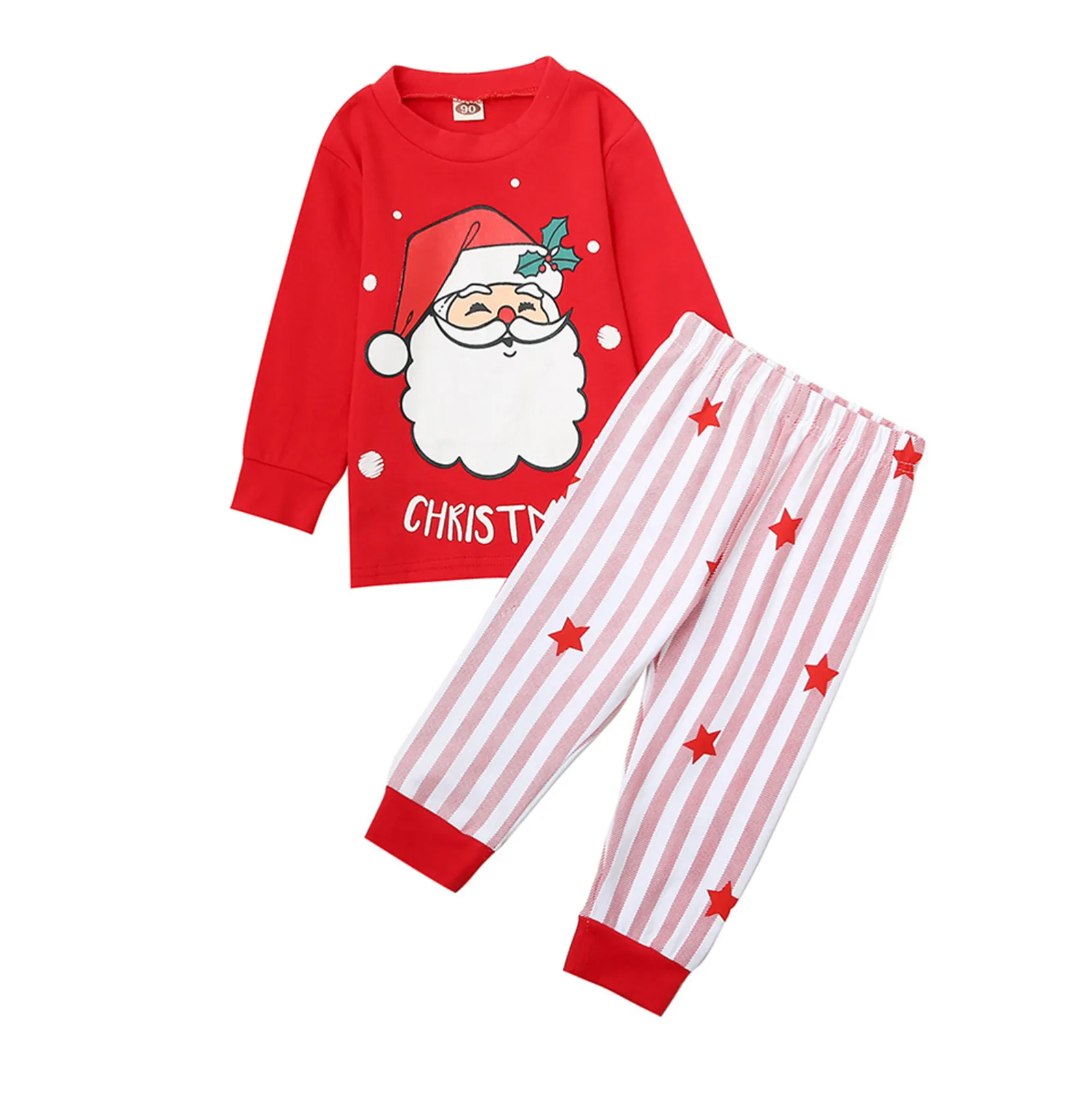 Boys Print Striped Toddler Santa Outfits Girls Christmas Tops+Pants Pajamas Kids Boys 18m Fleece Pajamas Christmas Pajamas