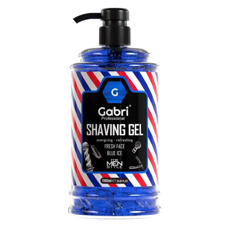 Gabri Professional Shaving Gel 1000 ml Gold Blue Ice Touch Transparent - Experiencia De Afeitado Suave e Hidratante - Fresh Active Easy, Refreshing