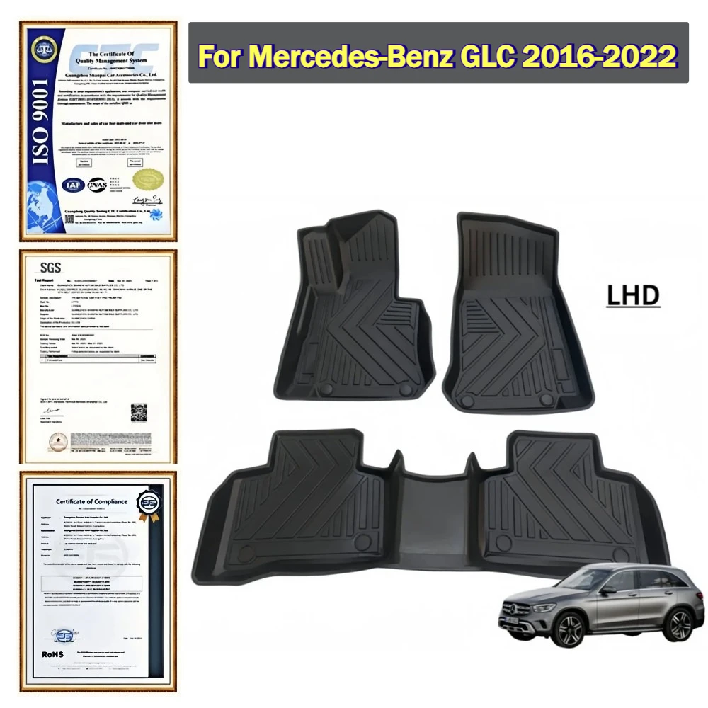 

For Mercedes-Benz GLC 2016-2022 Car Floor Mats & Rear Trunk Mat TPE Waterproof Dirt Resistant Cargo Liner Protective Pad Set
