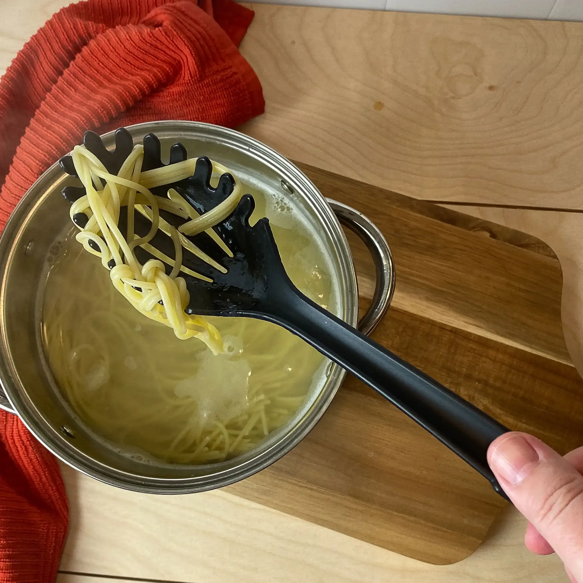 Mainstenci- Ensemble d'ustensiles de cuisine en nylon avec anneau de connexion, plastique noir, 8 pièces