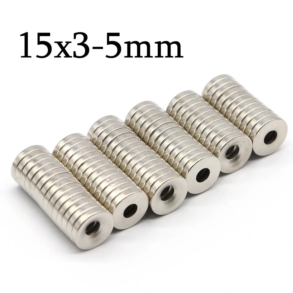 

15x3-5mm Super Strong Round Neodymium Magnet Powerful with holes Magnets N35 small Permanent Magnetic NdfeB Refrigerator Magnet