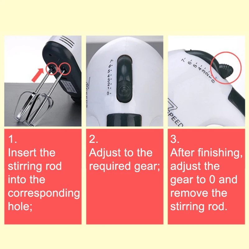 7 speed Household hand-held electric egg beater Mini small household appliance mixer Food Cake Baking Dough Mixer noodle machine
