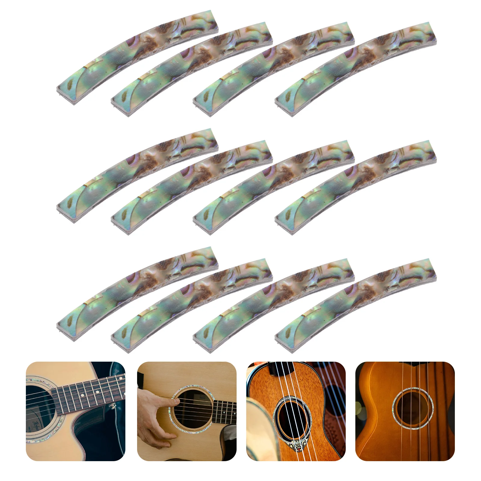 

12Pcs Guitar Sound Hole Sticker Adhesive Durable Acoustic Guitar Inlay Sound Hole Ring Rosette Decal Thin Lightweight