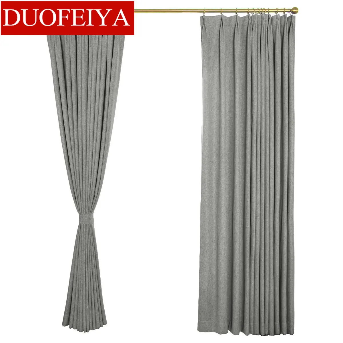 Curtains for Living Dining Room Bedroom Nordic Solid Color Imitation CashmereFabric Tulle Finished Product Customization