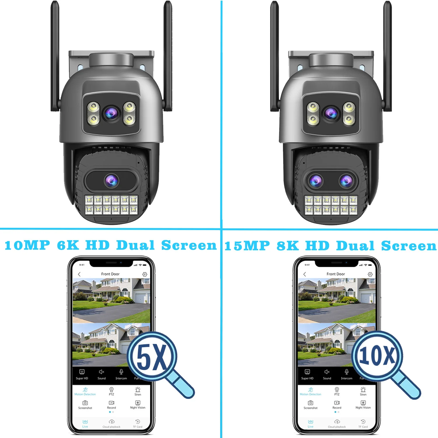 15MP безопасности Wifi камеры 8K HD три объектива PTZ IP-камера 10X цифровой зум обнаружения человека 5Ghz/2.4Ghz WiFi камеры