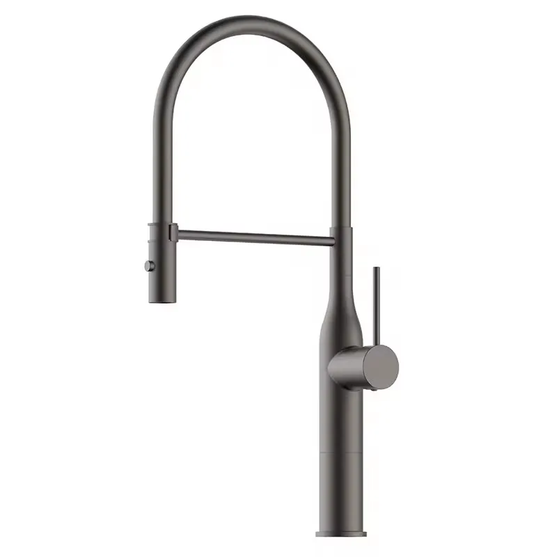 Luxury Brass Pull Down Kitchen sink faucet Modern 1 Hole 1 Handle Top Quality Hot cold kitchen Tap Pull Out Style,Brushed Grey