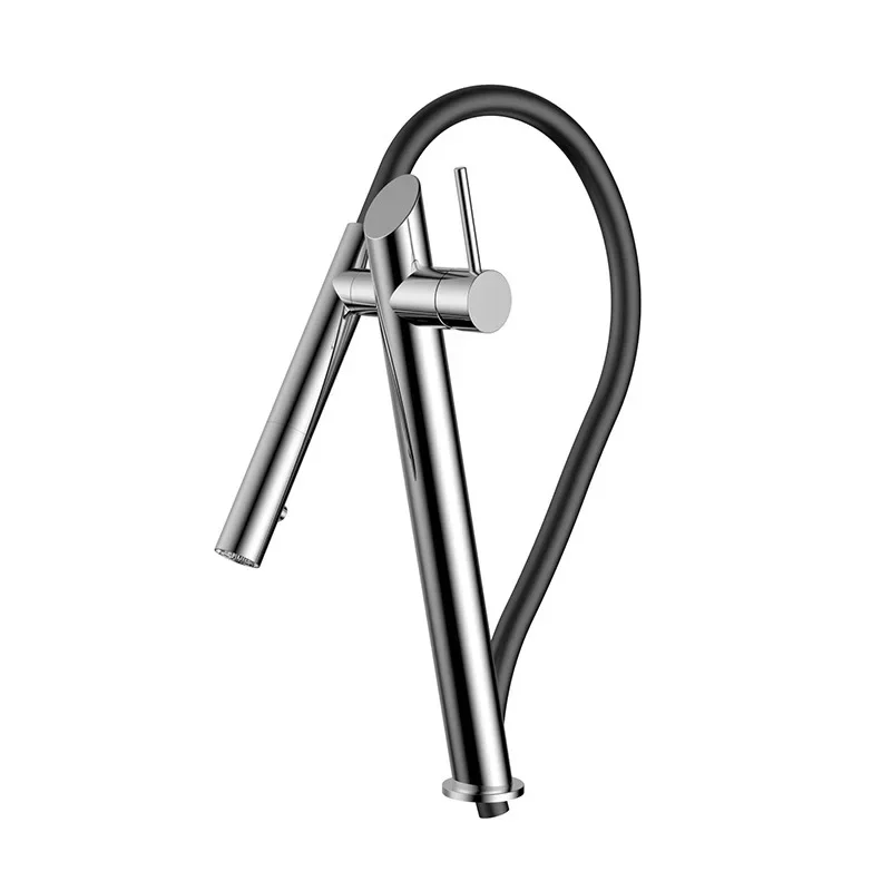 

Black and red pull-out kitchen, faucet, sink, sink, all copper tilting rotating faucet