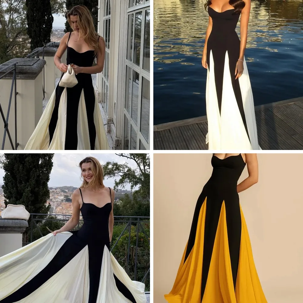 

Elegant Women's Sling Maxi Dress 2026, Sexy Square Neck Off-Shoulder & Waist Cinching Long Party Dress