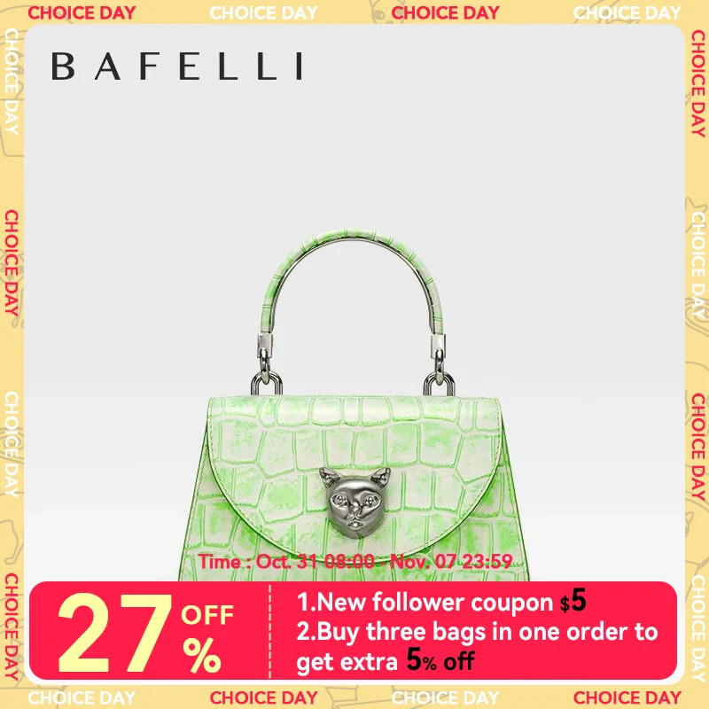 

BAFELLI 2024 WOMEN'S NEW BAG ORIGINAL DESIGNER LUXURY BRAND CAT CASUAL STYLE TREND PURSE CROCODILE LEATHER HANDBAGS