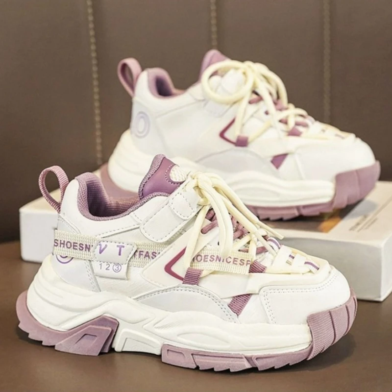 

Breathable Leather White Chunky Sneakers for Girls Kids 2026 Autumn New Style Soft Sole Sports Shoes